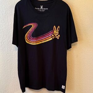 Psycho Bunny Black Tee with Vibrant Graphic